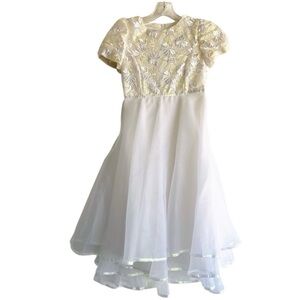 Storybook Heirlooms Girl Dress 10 White Yellow Flower Girl Holy Communion  Party